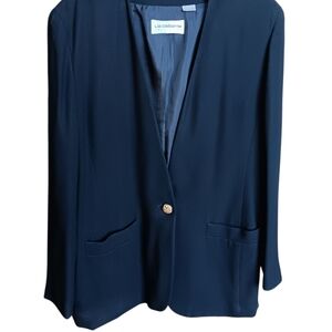 Liz Claiborne Vintage One Button Black Blazer Professional Wear